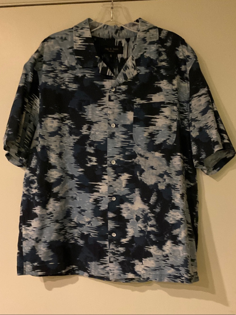 Rag & Bone Blue Floral Camo Avery Shirt in Cotton Lawn